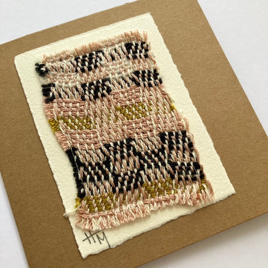 Textile Art Greetings Card, Handwoven Miniature Art