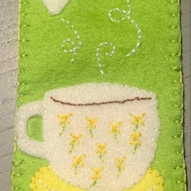 Felt embroidered teacup bookmark 