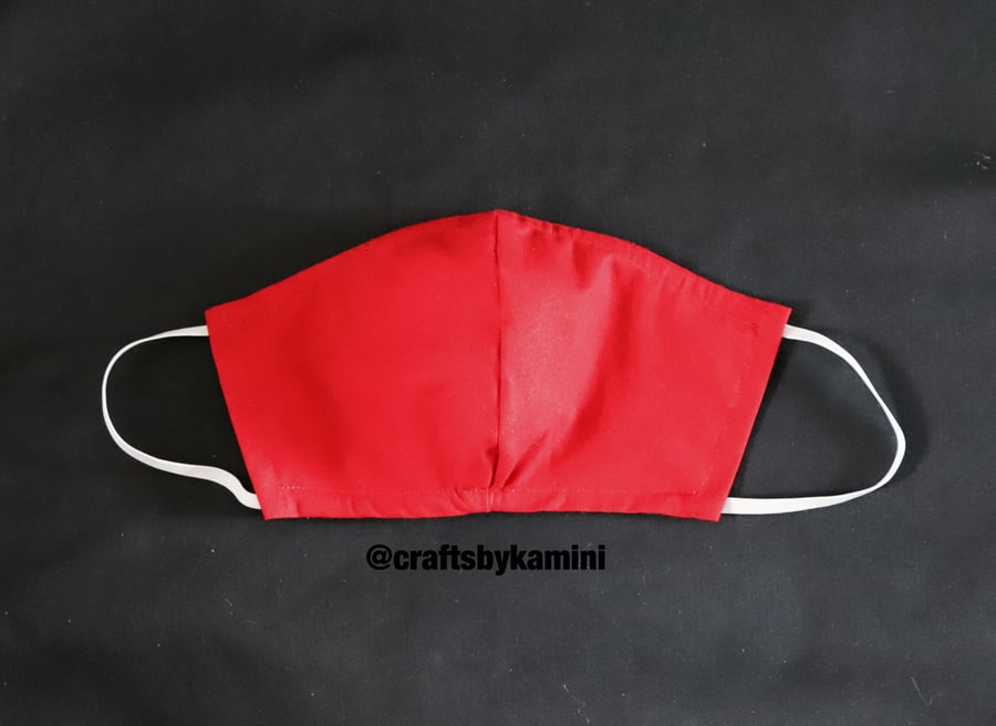 Red washable face covering with nose wire and filter pocket (postage included)