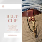Handmade Crazy Horse Leather Belt Clip Key Holder with Solid Brass Accessories 