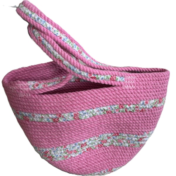 Handmade Pink Floral Cotton Handbag – Small Everyday Bag