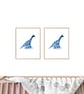 Personalised Boys Dinosaur Art Set of 2 Prints First and Middle Names  A4 A3 - Image 1