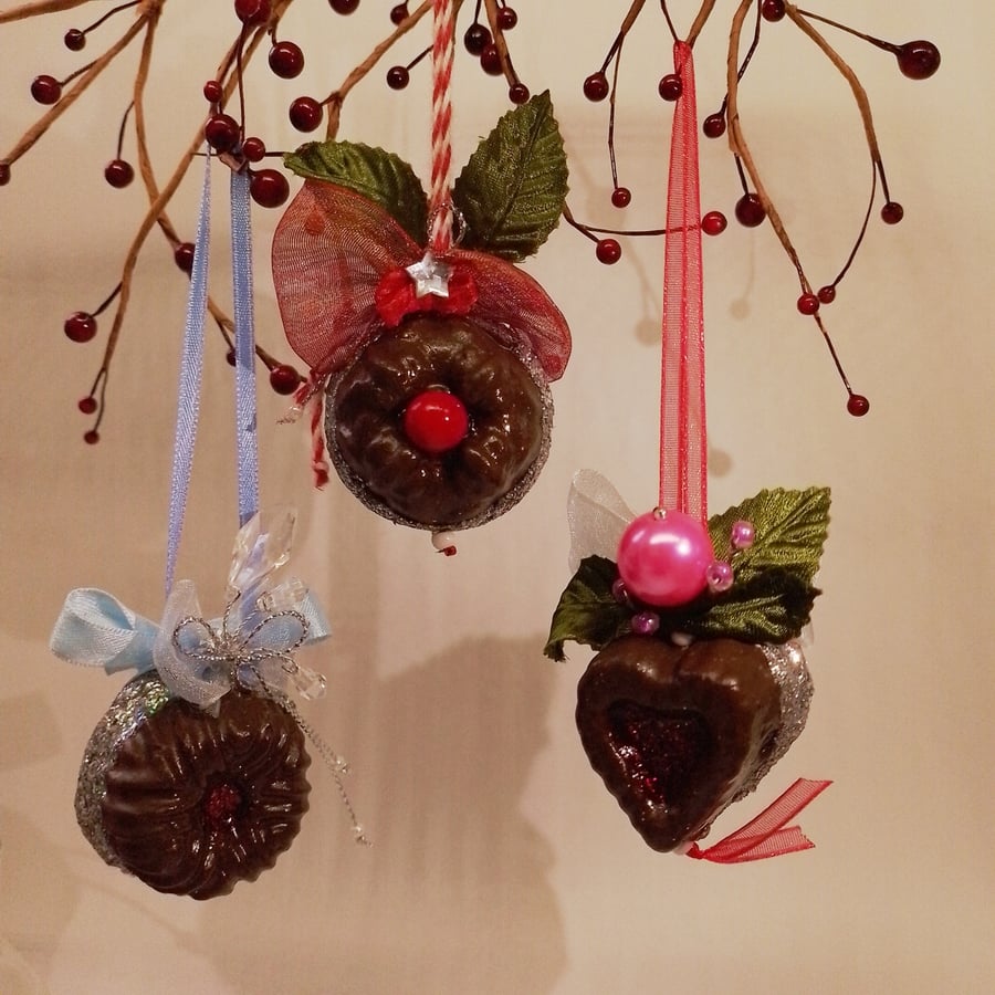 Chocolate shaped Christmas Decor - Three Baubles - Fake Food