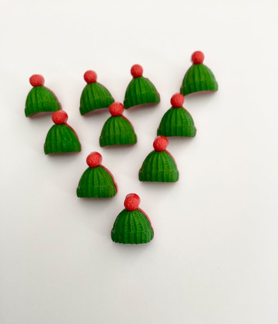 Green Bobble hat novelty buttons 15mm