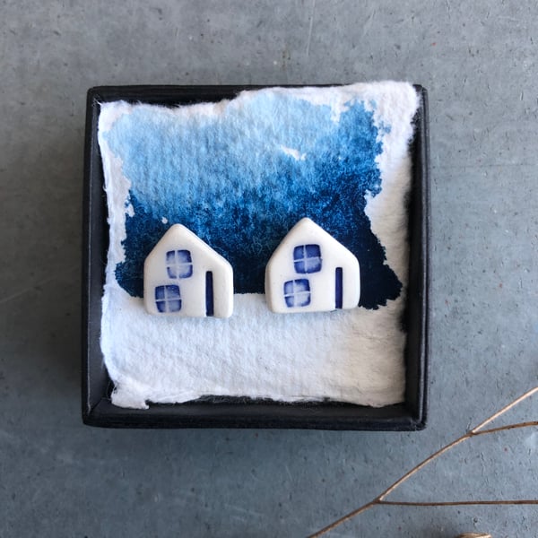 Ceramic House  Earrings