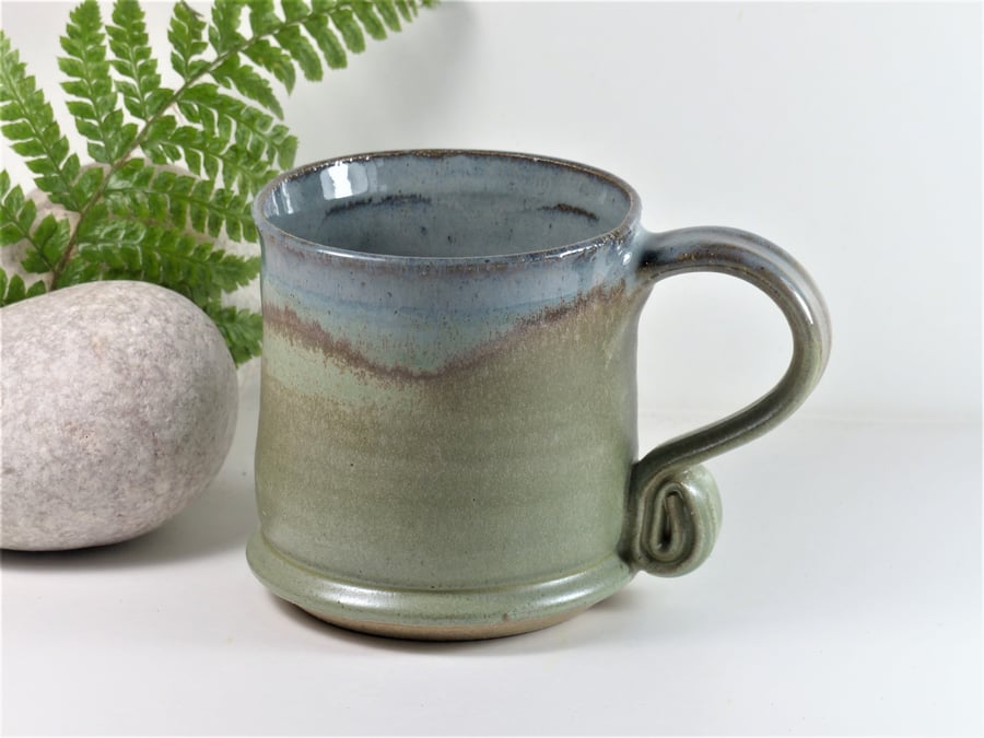 Landscape Mug - Mountain Green Pottery, Stoneware, Wheelthrown, Ceramics, 