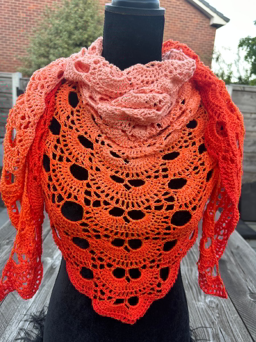 Handmade Poppy Topaz Virus Shawl - 100% Cotton