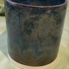 Dark blue cylinder plant pot handmade pottery