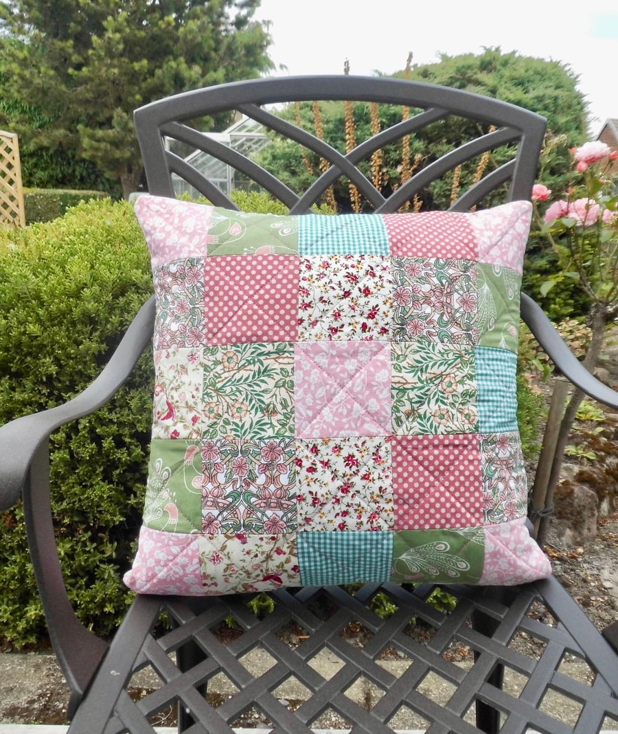 Complete patchwork cushion zero waste project with button back