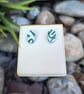 White and Green Oval Stud Earrings - Image 1
