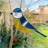 Stained Glass Blue Tit Suncatcher - Handmade Hanging Window Decoration