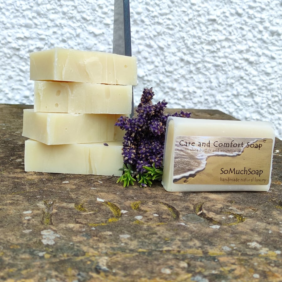 Care and Comfort soap, soothing, luxurious, natural, vegan and zero waste