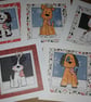 Quirky , illustrated, cute dogs with antlers handmade set of 5 christ cards  - Image 1
