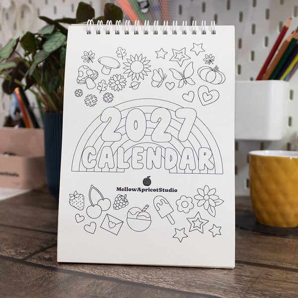 2027 Colouring Desk Calendar with Journal Prompts