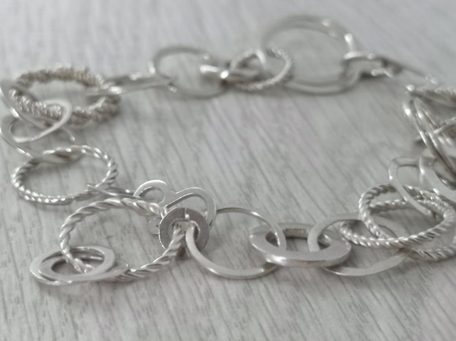 Silver Mismatched Chain Bracelet