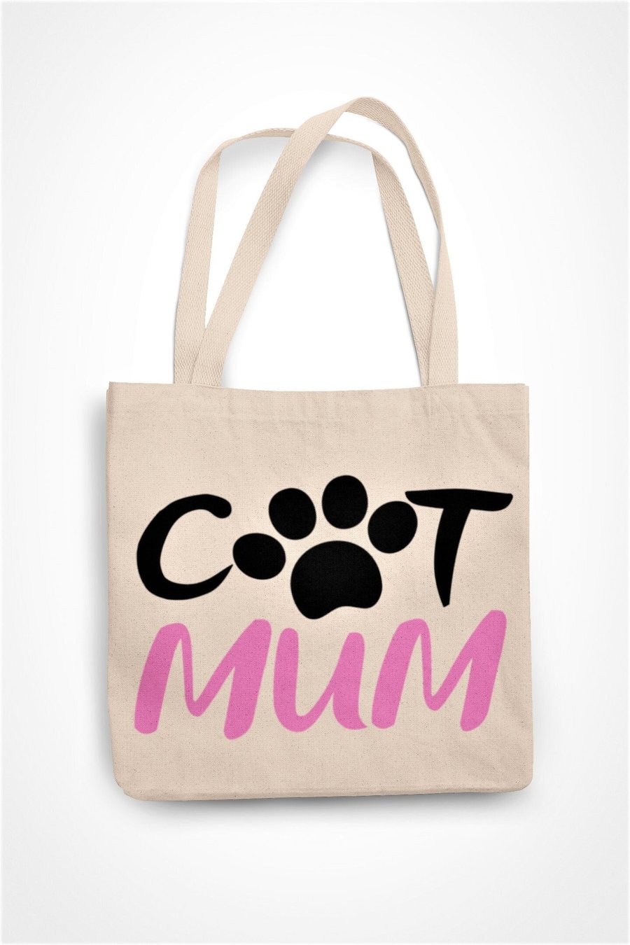 Cat Mum Tote Bag Paw Print Shopper Jute Canvas Bag - Cat Pet Owner Lover Present