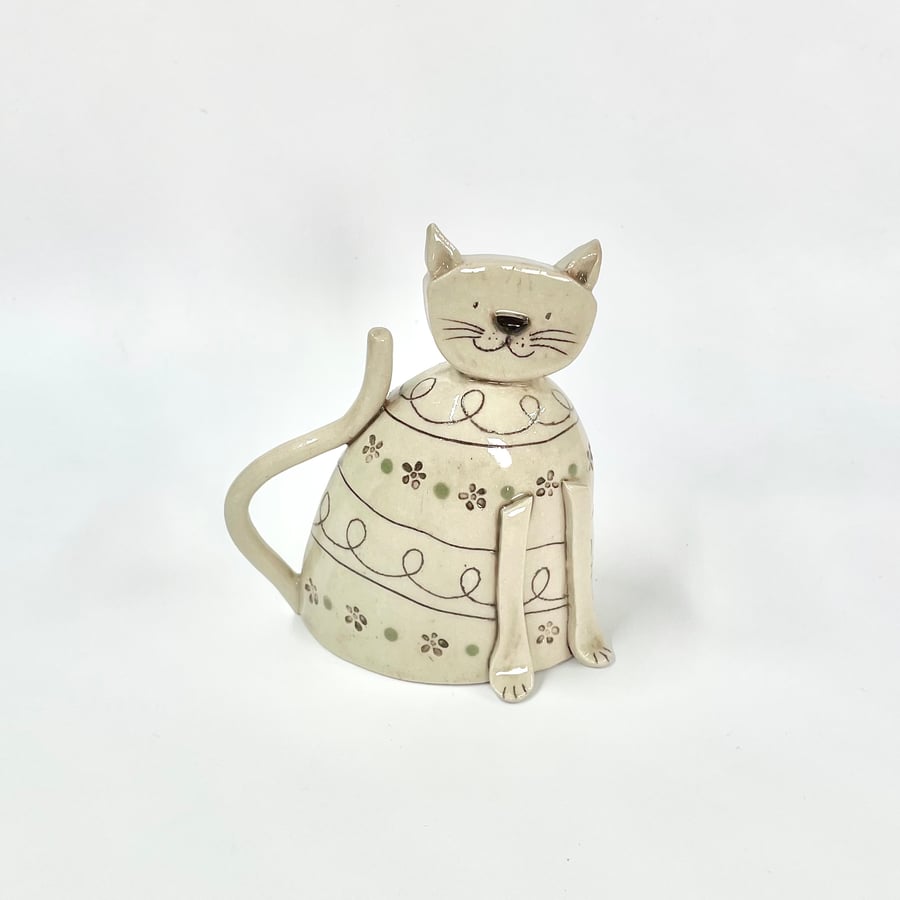 Handmade Ceramic Cat Ornament Unique Birthday Anniversary Pottery Gift Doris