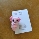 I Love you Alotle, Pocket Hug Token, Positive Gift Card, Crochet Axolotl, Mini A