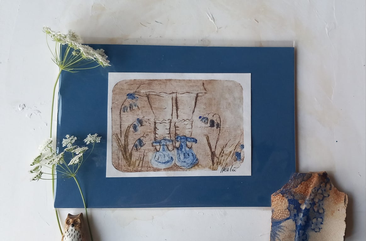 ' Girl in nature ' limited edition hand printed print