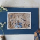 ' Girl in nature ' limited edition hand printed print