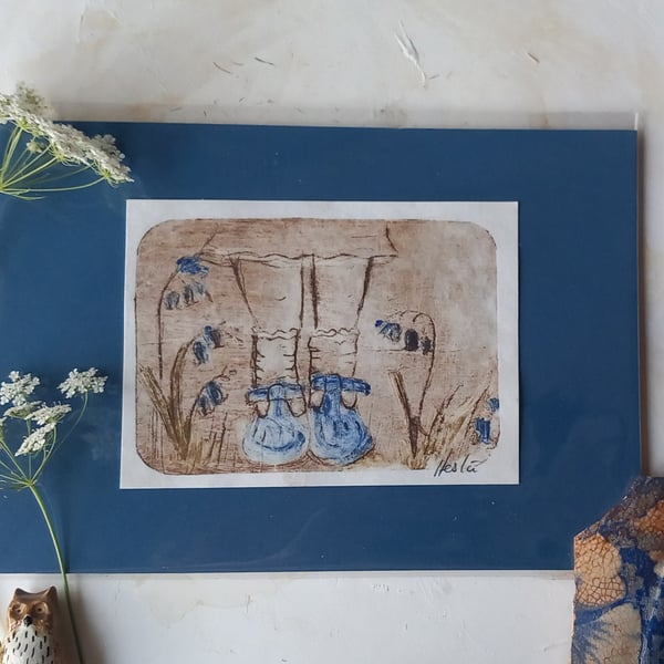 ' Girl in nature ' limited edition hand printed print