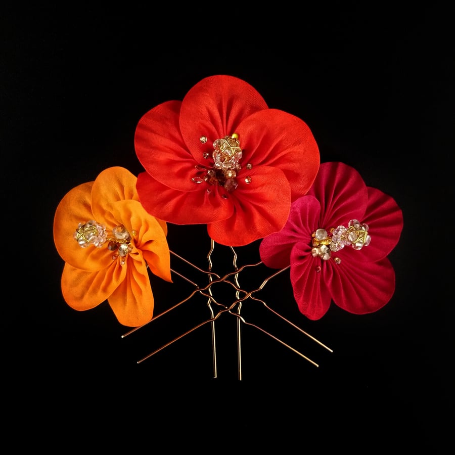 Tropical Hibiscus Hairpin Set (3 Pins)