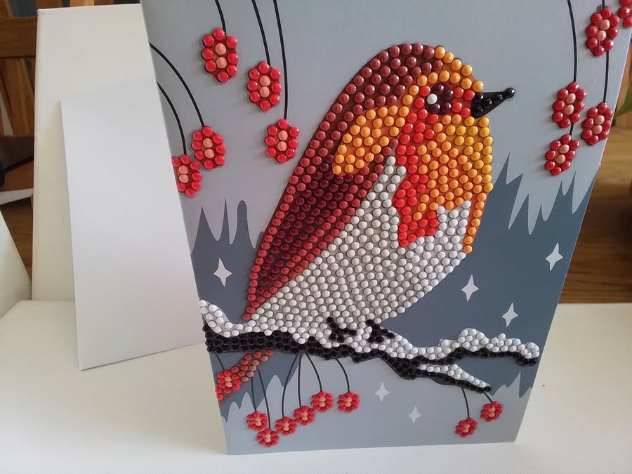 Handmade Christmas card. Robin red breast. Ref 470