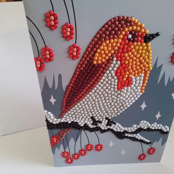 Handmade Christmas card. Robin red breast. Ref 470