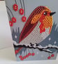 Handmade Christmas card. Robin red breast. Ref 470