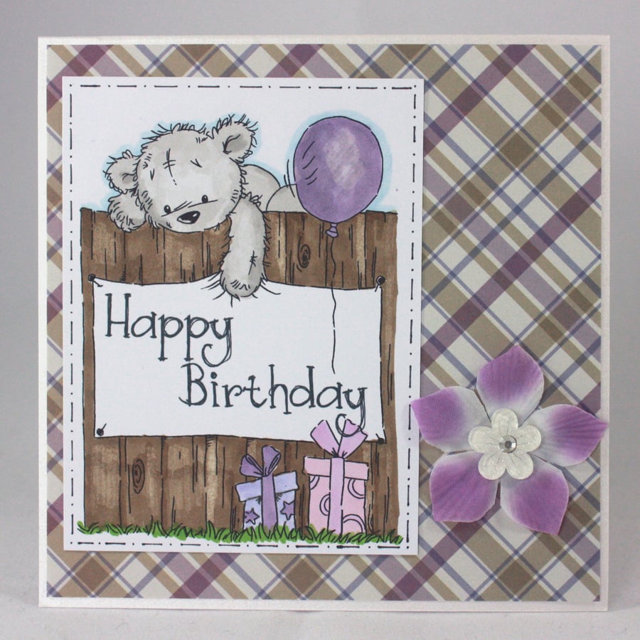 Handmade birthday card - cute bear