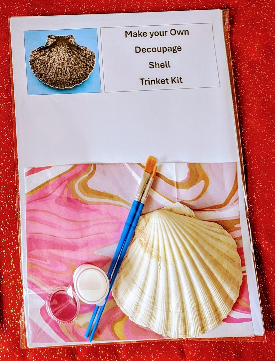 PINK Scallop Shell Jewellery Trinket Dish Craft Kit