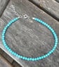Turquoise Beaded Anklet with Hearts Extension Chain - Image 3