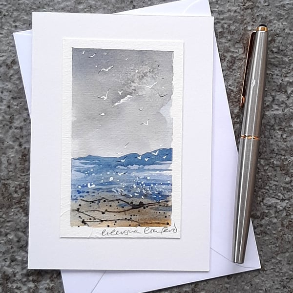 Handpainted Blank Watercolour Card. One of a Card