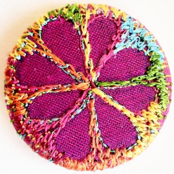 Buttons 1 inch button Hand Dyed Silks and Cottons Free Machine Embroidery Button