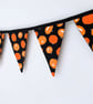 Orange Pumpkins Cotton Fabric Bunting: Halloween decor.