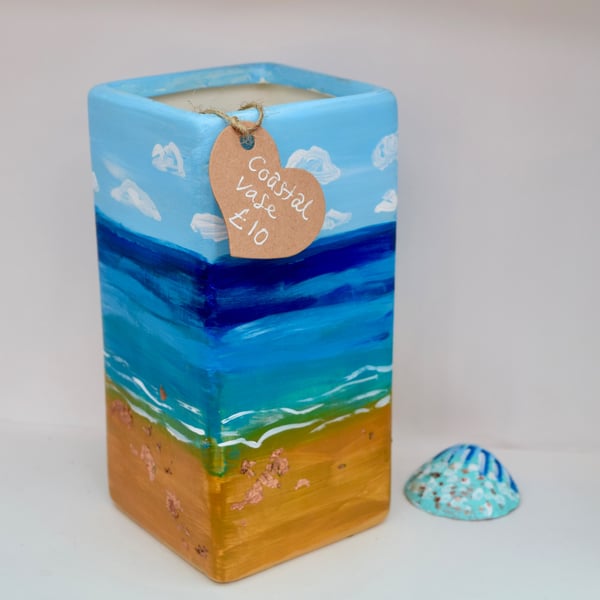Hand-Painted Ceramic Coastal Vase