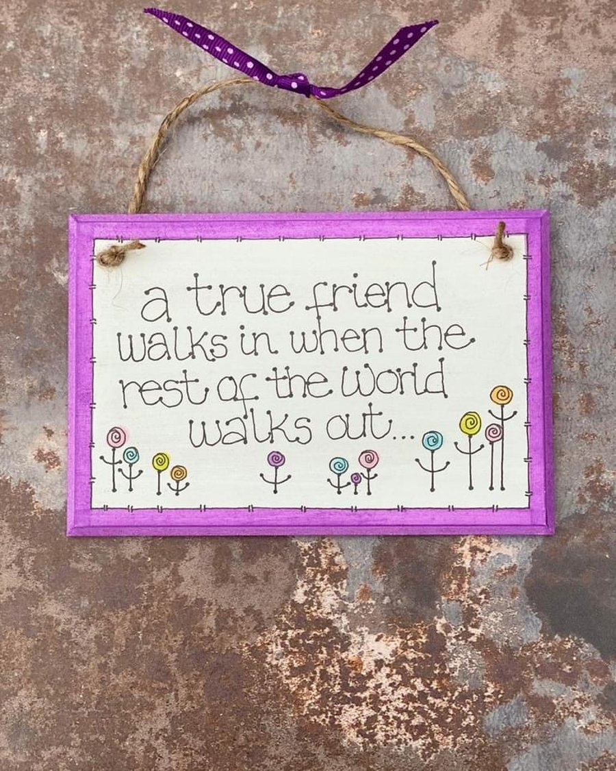 HANDMADE WOODEN PLAQUE WALL HANGING SIGN GIFT FOR FRIENDS