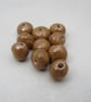 10 Small Grassland Green Brown Glazed Clay Beads - Image 2