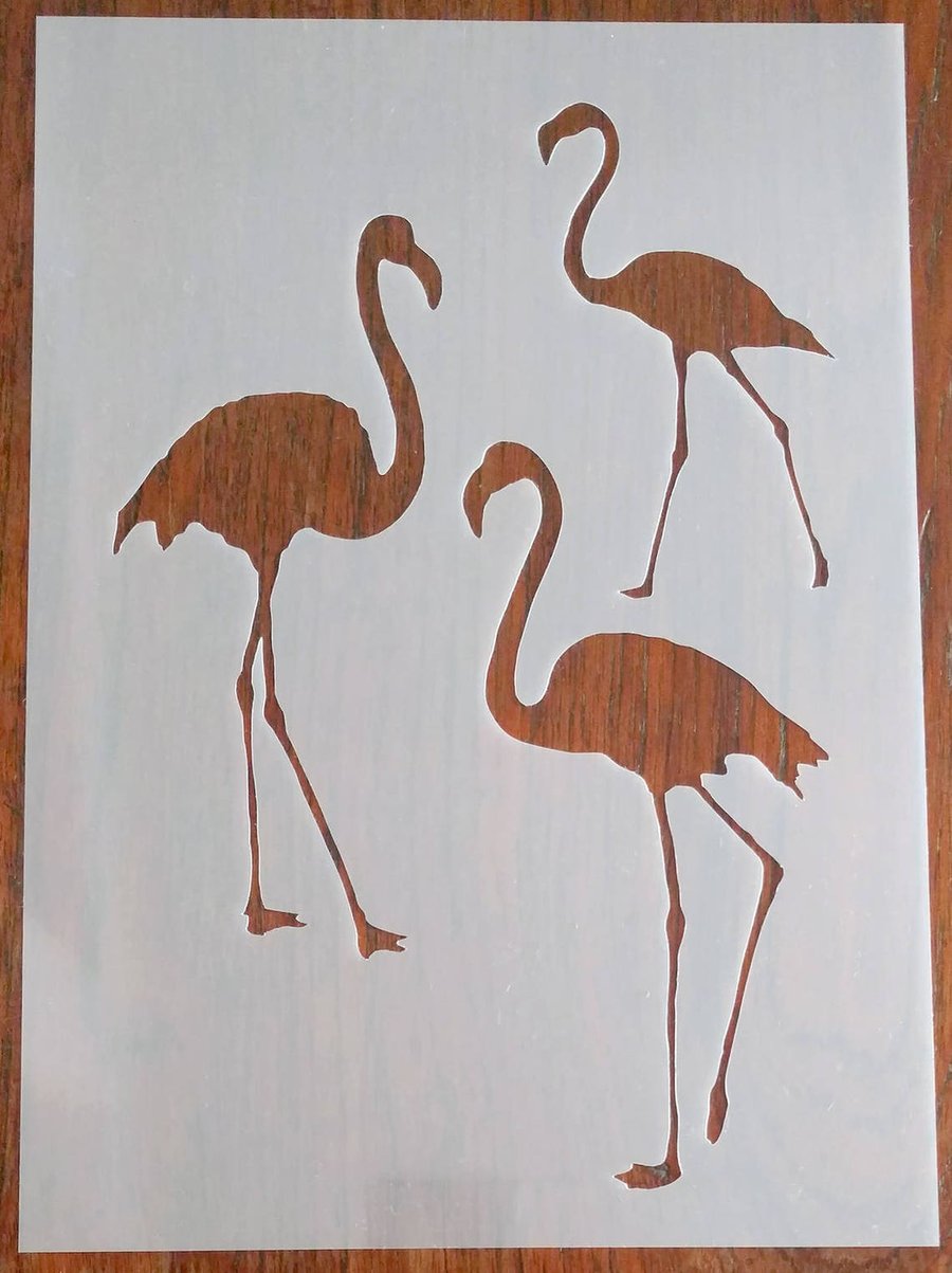 Flamingos Stencil Mask Reusable PP Sheet for Arts & Crafts