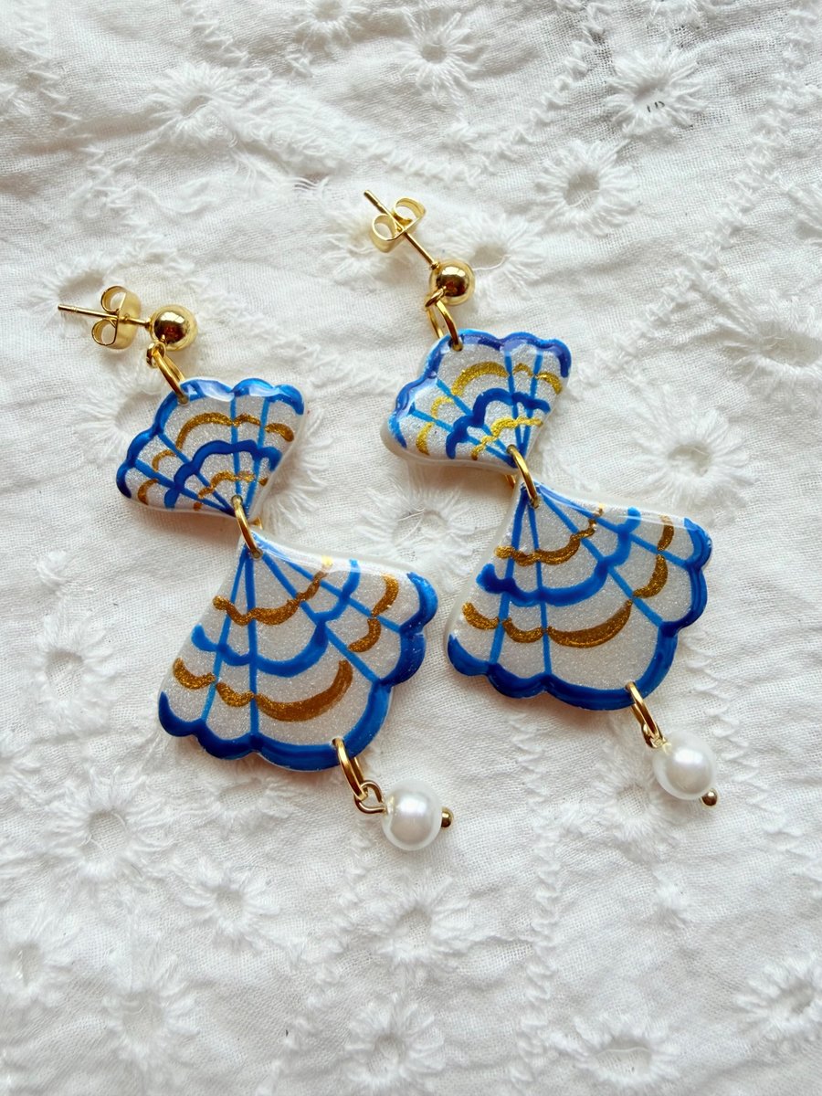KAIA - Pearl Polymer Clay Seashell Statement Earrings