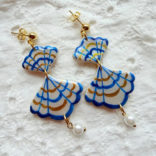 KAIA - Pearl Polymer Clay Seashell Statement Earrings