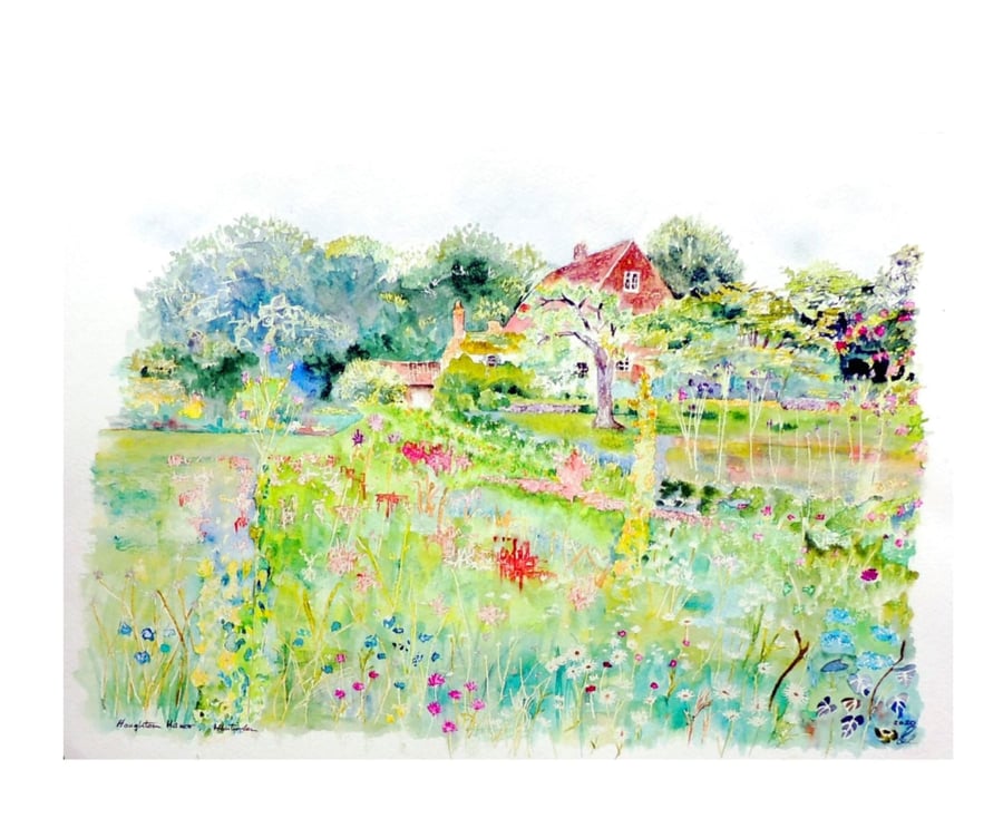 Old Country House and Garden Watercolour Original Painting