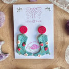 Handmade Strawberry Cowboy Boot Polymer Clay Earrings