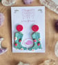 Handmade Strawberry Cowboy Boot Polymer Clay Earrings