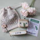 Little Wooden Handmade House and Base in a Bag - love 