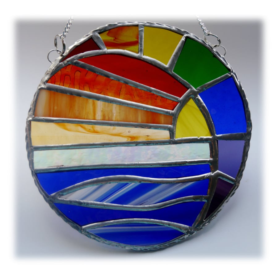 Rainbow Sunset Sea Suncatcher Stained Glass 