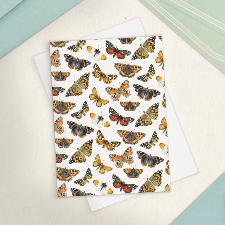 Single Scattered Butterfly Greetings Card - A6 Size
