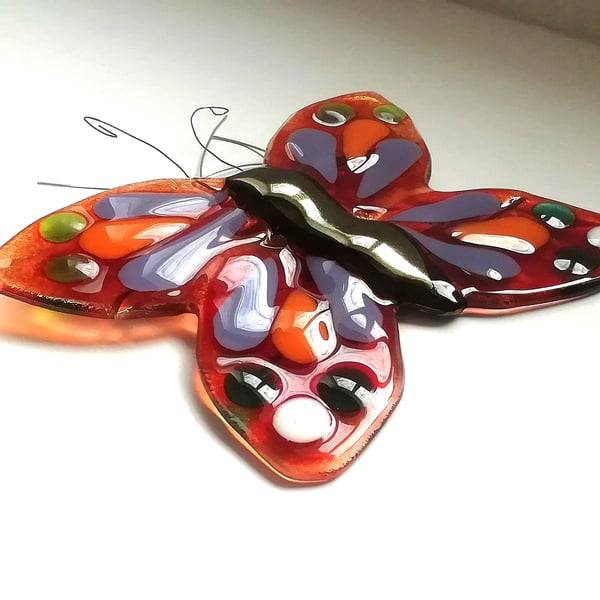 Fused Glass Butterfly Ornament: Bright Garden Art