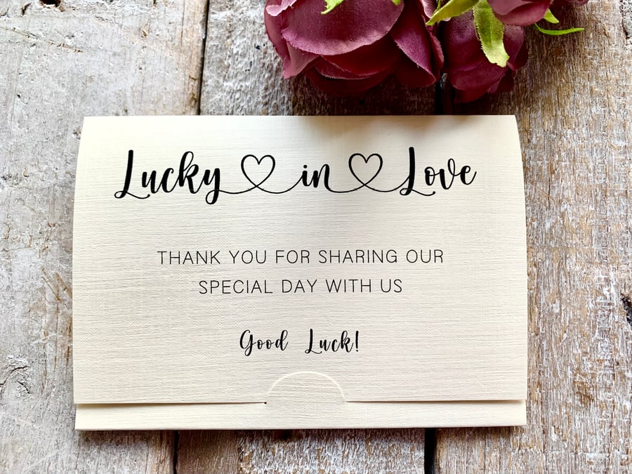 50 Ivory Wedding Favours, Scratch Card Envelopes