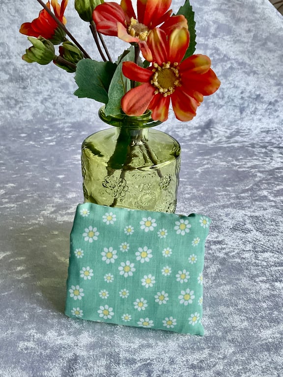ECO COTTON FOLD AWAY POCKET SHOPPING BAG REUSABLE GIFT in GREEN & DAISIES